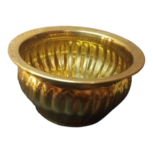 1980s Brass Ribbed Planter
