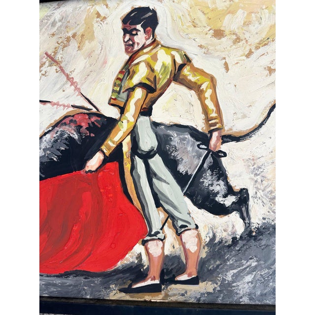 Mid-Century Modern Vintage Mid Century Modern "Carlo" Matador Painting - 1960s Large Impasto For Sale - Image 3 of 7