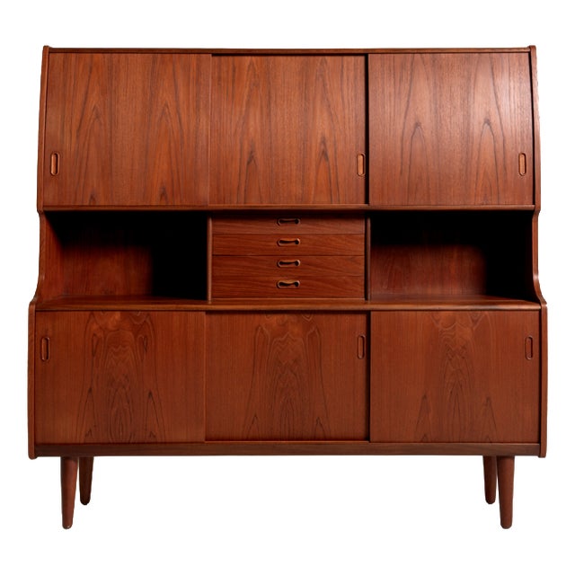 Vintage Danish Teak Highboard with Bar Compartment, 1960s For Sale