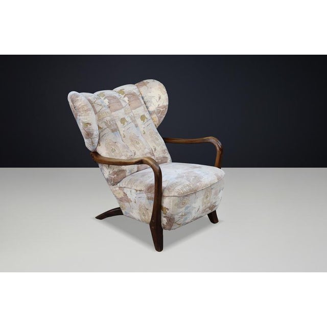 Art Deco Oak Wingback Chair, Czech Republic, 1920s For Sale - Image 11 of 12