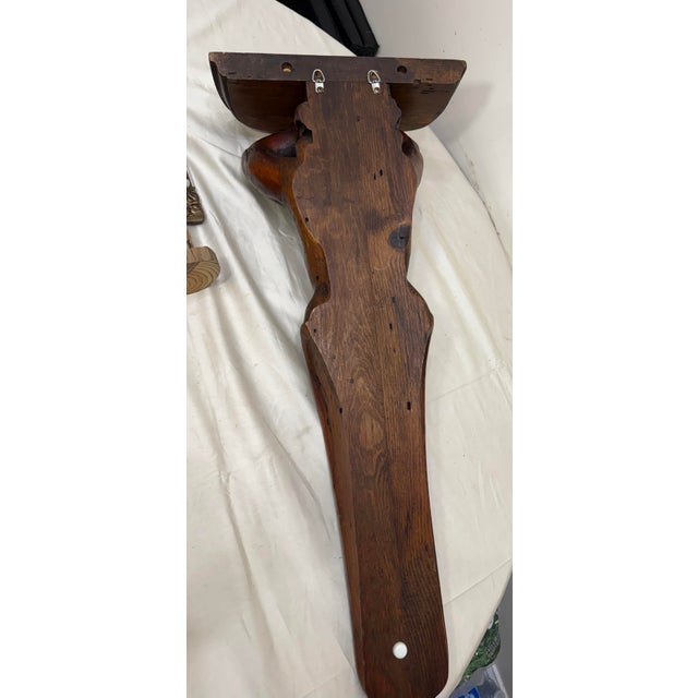 Huge Antique Hand Carved Wood Oak Figural Nude Lady Woman Wall Shelf Sculpture For Sale - Image 15 of 16