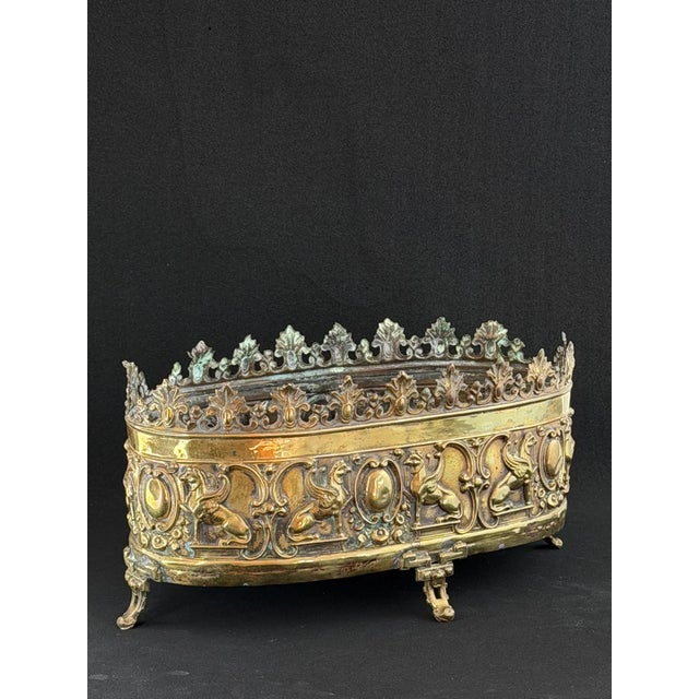 French Napoléon III Chased and Gilt Brass Mantel Jardinière, 1870s For Sale - Image 6 of 10