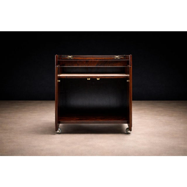 Brown Bar Cart in Brazilian Rosewood (Jacarandá) by Sergio Rodrigues Brazil, 1960s For Sale - Image 8 of 14
