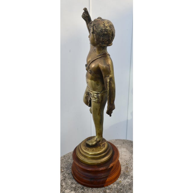 Antique French Style Bronze Cupid Figure on Wood Base For Sale - Image 9 of 12