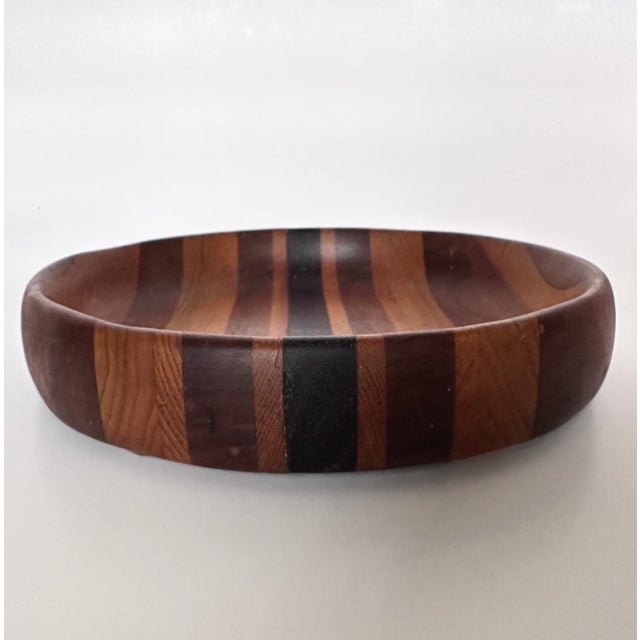 Mid 20th Century Handmade Segmented Wood Bowl For Sale - Image 5 of 7