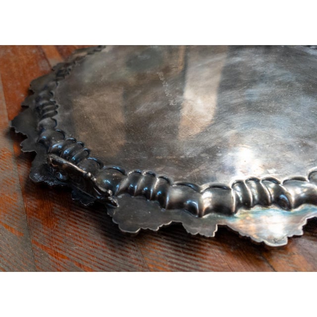 20th Century English Silverplate Rococo Revival Salver Tray by Ellis Barker For Sale - Image 12 of 14