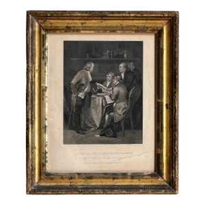 1867 "Drafting the Declaration of Independence" Steel Engraving After Alonzo Chappel -- Framed