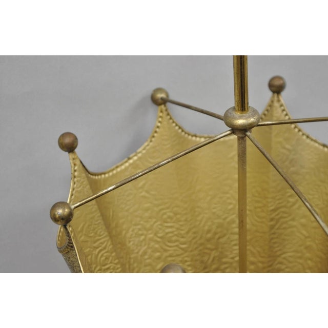 Vintage Art Deco Embossed Brass Figural Umbrella Form Umbrella Stand Holder For Sale - Image 10 of 13
