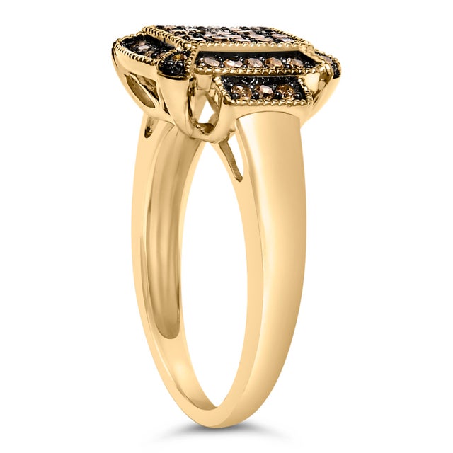 Haus of Brilliance 10K Yellow Gold Plated .925 Sterling Silver 1/2 Cttw Champagne Diamond Step Up Ring - Size 7 For Sale - Image 4 of 6