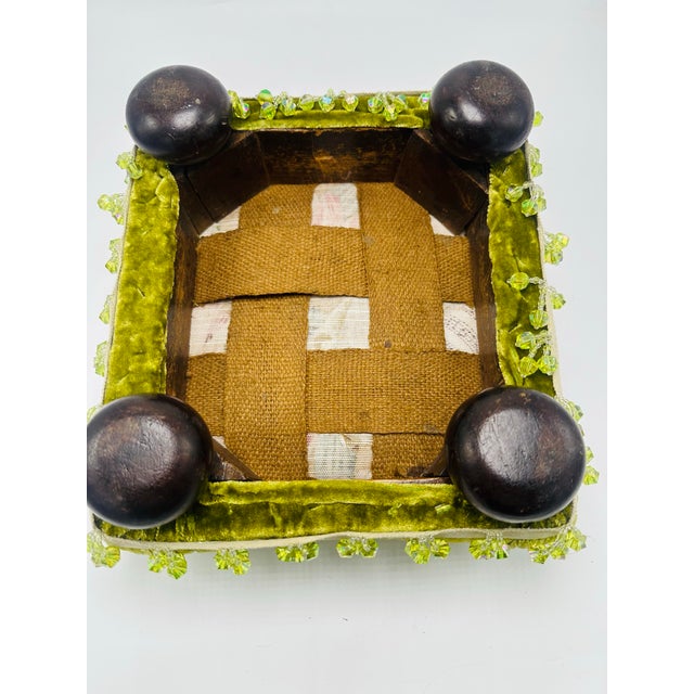 Antique Footstool Reupholstered in Mohair Velvet For Sale - Image 4 of 6