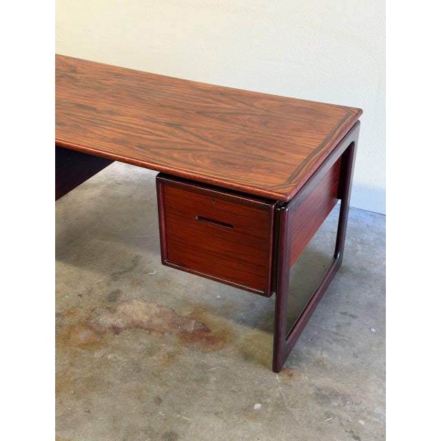 Vintage Dyrlund Danish Rosewood Executive Desk – Mid Century Modern Office Desk With Drawers For Sale - Image 10 of 10