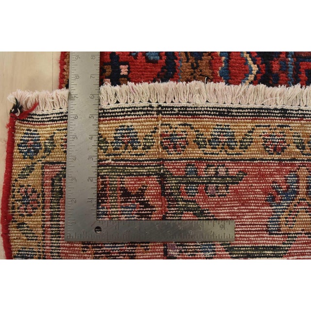 Hamedan Runner 3’11” X 9’4” Blue Wool Semi-Antique Tribal Hand-Knotted Rug For Sale - Image 15 of 15