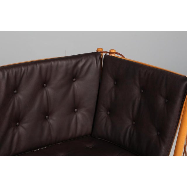 Two-Seat Sofa in Beech and Leather by Børge Mogensen for Fritz Hansen For Sale - Image 3 of 8