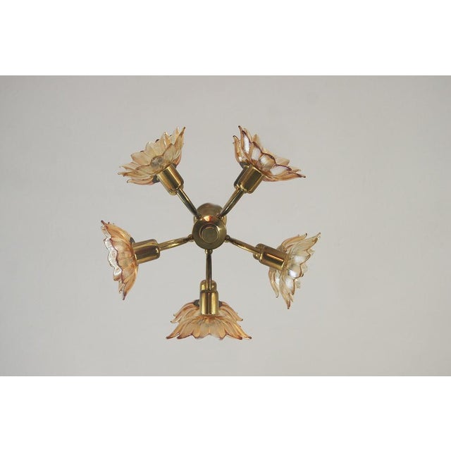 Gold Mid-Century Brass & Glass Ceiling Lamp from Sische Leuchten For Sale - Image 8 of 14
