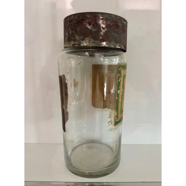Antique French Apothecary Jar “Acide Borique Pulv:” – 19th Century Glass Pharmacy Bottle With Original Label For Sale - Image 4 of 7