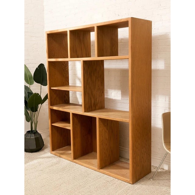 Mid-Century Modern Vintage Modernist Oak Open-Shelf Room Divider Bookcase For Sale - Image 3 of 10