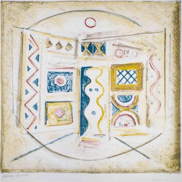 La Camera Gialla - Original Lithograph by M. Campigli - 1965 1970 ca. For Sale