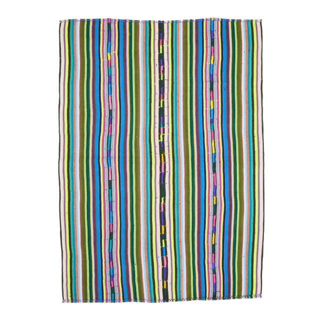 1970s Vintage Turkish Oushak Handmade Wool Cotton Green Area Rug For Sale