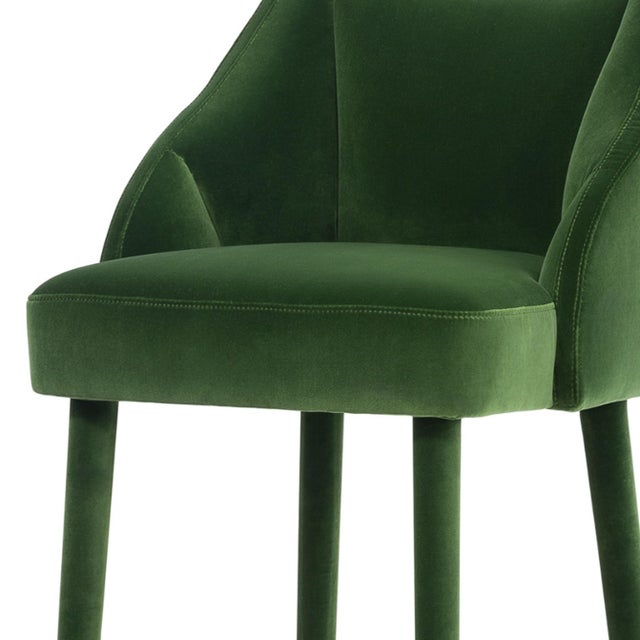 Figueroa Bar Stool in Green Velvet from Insidherland For Sale - Image 6 of 11