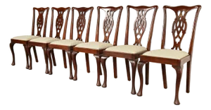 Henredon Style Georgian Carved Mahogany Dining Chairs, Set of Six
