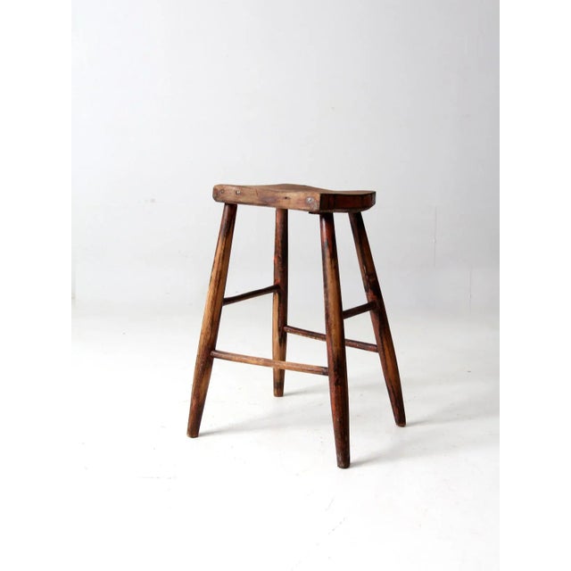 Antique Sadldle Seat Wooden Stool For Sale - Image 11 of 12
