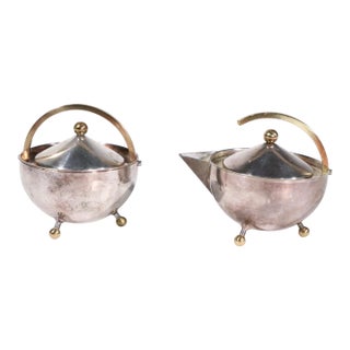 Vintage Modernist Sugar and Creamer by Carl Jorgensen for Bodum C 1986 For Sale