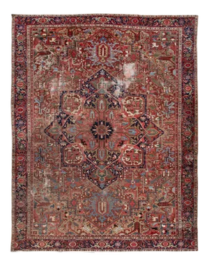Red Antique Heriz Shabby Chic Handmade Wool Rug