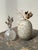 Vintage White + Black Blown Glass Vessel, Circa 1980s Opaque, bulbous blown glass orb form with a pronounced neck and a...