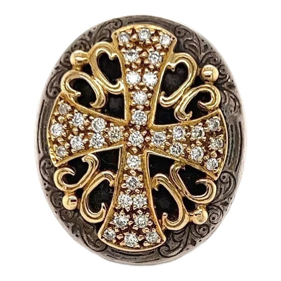 Konstantino Diamond Sterling 18k Yellow Gold Large Oval Shape