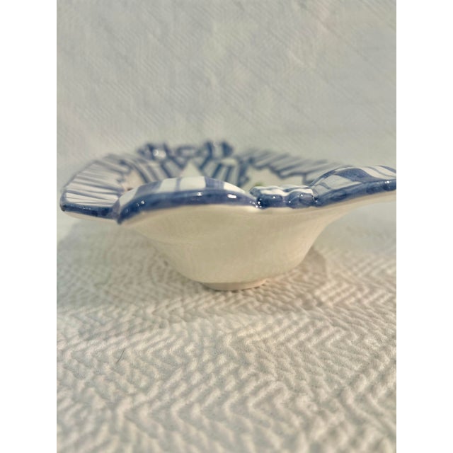 Ceramic 1994 Fitz and Floyd “Petits Vegs” Blue and White Celery Serving Dish For Sale - Image 7 of 9