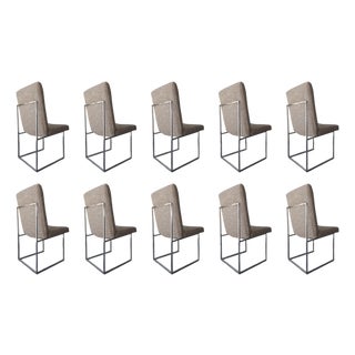 Set of 10 Model 1187 Chrome Thin Line Dining Chairs by Thayer Coggin For Sale