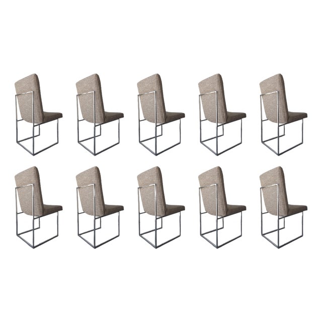 Set of 10 Model 1187 Chrome Thin Line Dining Chairs by Thayer Coggin For Sale