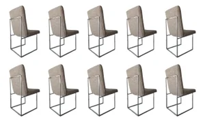 Set of 10 Model 1187 Chrome Thin Line Dining Chairs by Thayer Coggin