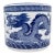 Mid 20th Century Bat Trang Blue and White Porcelain Vessel With Double Dragon Motif and Lotus Seal For Sale