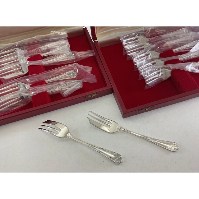 1980s Silver Plated Pastry Forks, La Regence - Set of 12 For Sale - Image 13 of 15