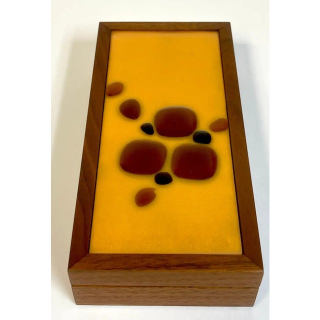 Mid 20th Century Danish Modern Enameled Abstract Teak Table Box For Sale - Image 4 of 9