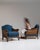 Wood Pair of Early 20th Century British Navy Blue Edwardian Velvet Upholstered Armchairs with Cane Panels For Sale - Image 7 of 15