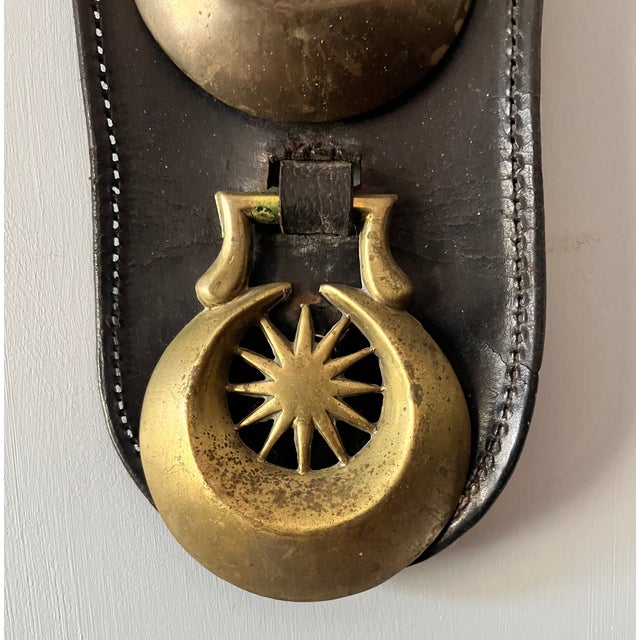 Mid 20th Century Vintage Brass and Leather Horse Bridle Strap For Sale - Image 5 of 8
