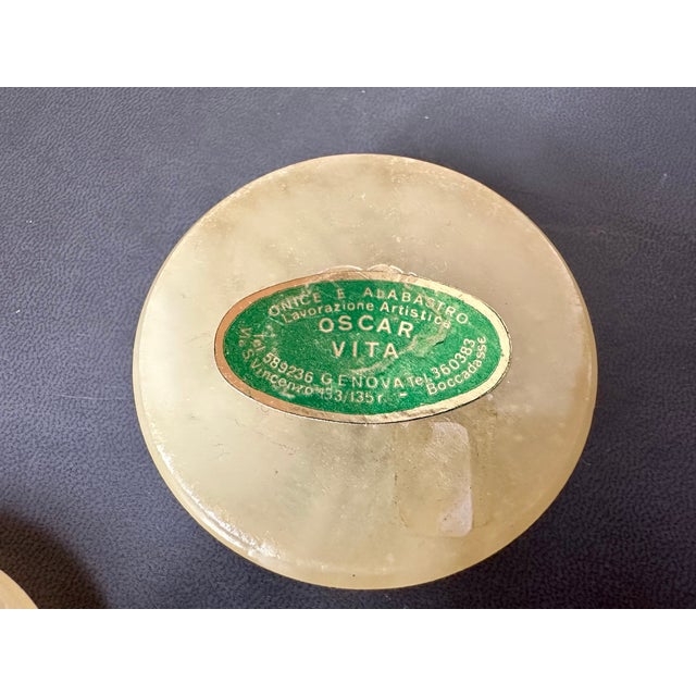 Vintage Italian Alabaster Pill Box with Harlequin Motif by Oscar Vita For Sale - Image 11 of 12