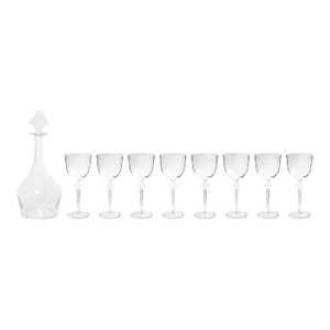 1960s "Roxane" 9-Piece Stemware & Decanter Set by Lalique, France