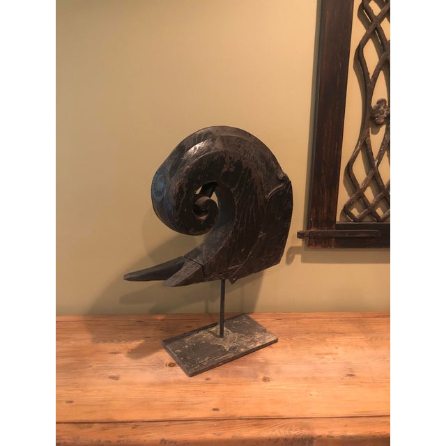 Mounted Boat Prow Mid-Century. Architectural Art Element on Stand For Sale - Image 6 of 10