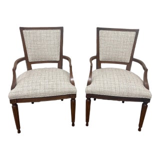 Vintage Regency Style Upholstered Armchairs—A Pair For Sale