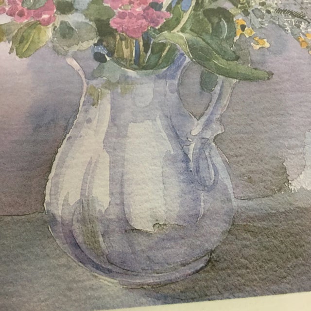 Floral Arrangment Watercolor Lithograph For Sale In Portland, ME - Image 6 of 11