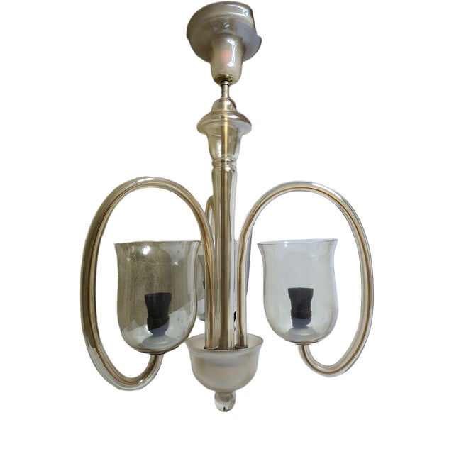 Art Deco Glass Style Chandelier, Former Czechoslovakia, 1930s For Sale