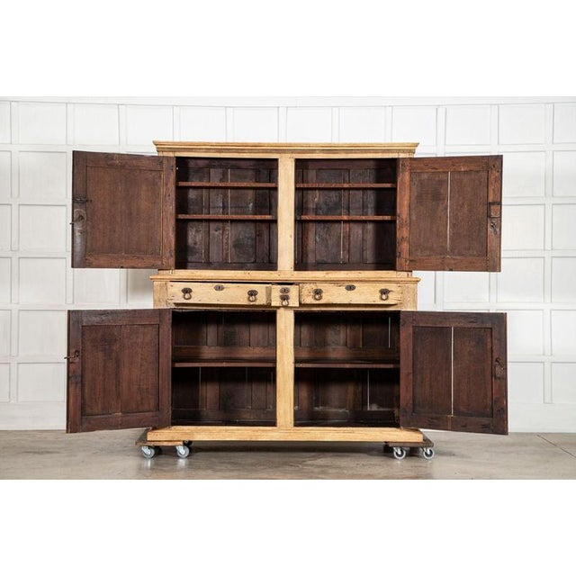 Circa 1890 large 19thc english bleached oak dresser together w178.5 x d63.5 x h196.5cm base w178 x d63.5 x h106 cm base...