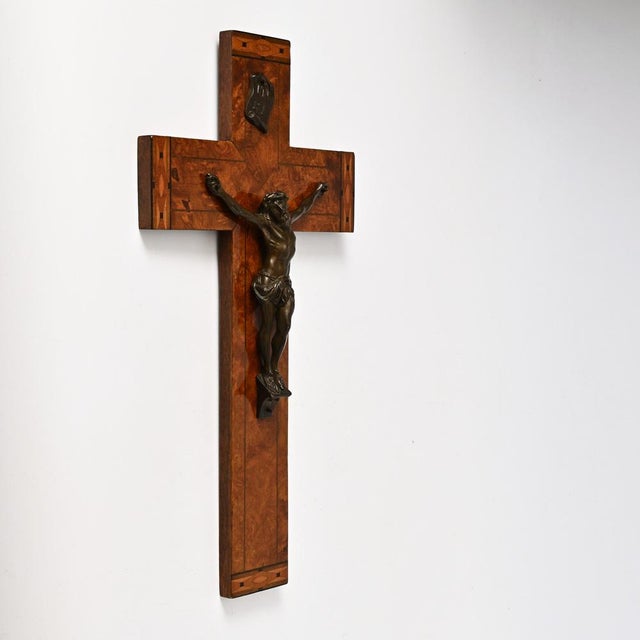 Antique French Burlwood Crucifix, 1900s For Sale - Image 6 of 12