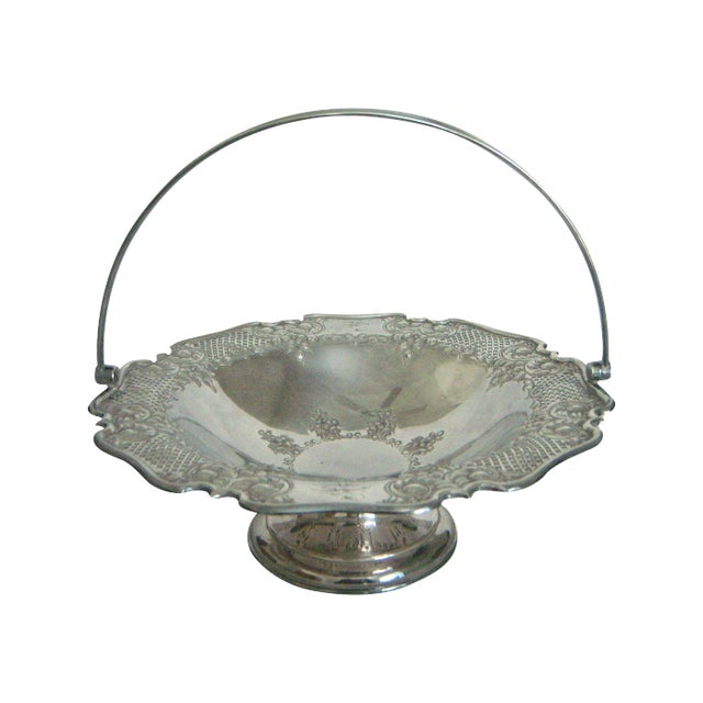 Antique English Lloyd, Payne & Ariel Reticulated Silver Cake Stand or Basket For Sale
