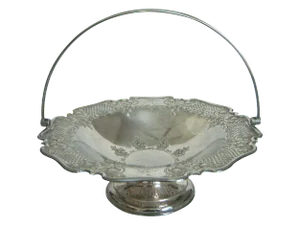 Antique English Lloyd, Payne & Ariel Reticulated Silver Cake Stand or Basket