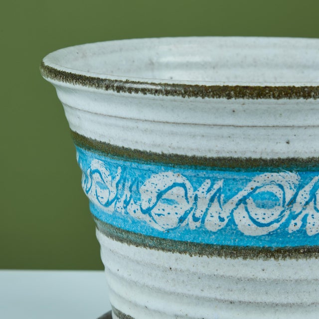 Hand Thrown Glazed Planter with Water Catch For Sale - Image 9 of 11
