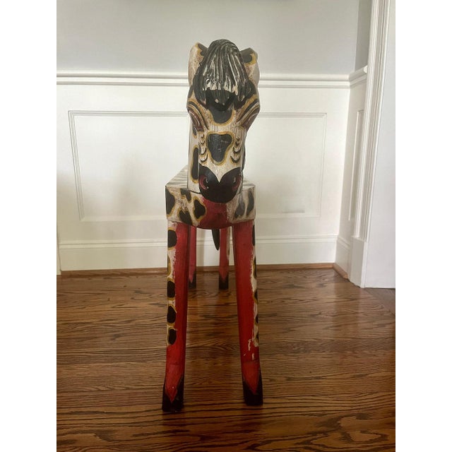 Wood Late 20th Century Primitive Painted Horse Bench For Sale - Image 7 of 8